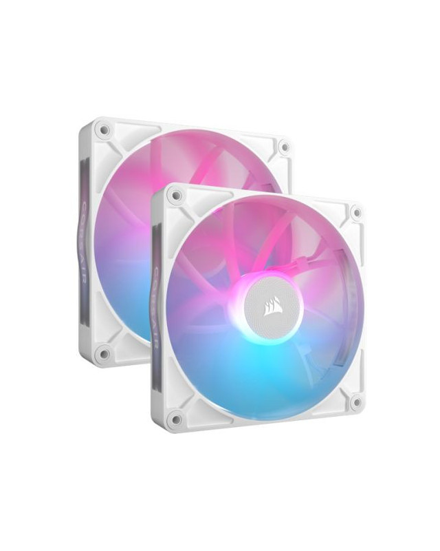 Corsair iCUE LINK RX140 RGB 14cm PWM Case Fans (2 Pack), 8 ARGB LEDs, Magnetic Dome Bearing, 1700 RPM, iCUE LINK Hub Included, White