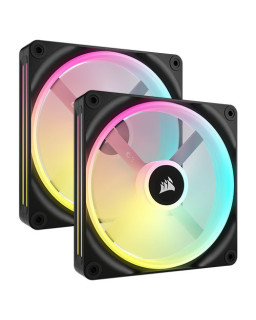 Corsair iCUE LINK QX140 14cm PWM RGB Case Fans (2 Pack), 34 RGB LEDs, Magnetic Dome Bearing, 2000 RPM, iCUE LINK Hub Included, Black