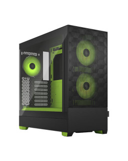 Fractal Design Pop Air RGB (Green Core TG) Gaming Case w/ Clear Glass Window, ATX, Hexagonal Mesh Front, Green Interior/Accents, 3 RGB Fans & ARGB Controller