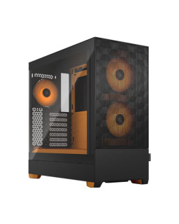 Fractal Design Pop Air RGB (Orange Core TG) Gaming Case w/ Clear Glass Window, ATX, Hexagonal Mesh Front, Orange Interior/Accents, 3 RGB Fans & ARGB Controller