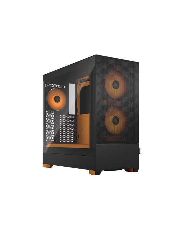 Fractal Design Pop Air RGB (Orange Core TG) Gaming Case w/ Clear Glass Window, ATX, Hexagonal Mesh Front, Orange Interior/Accents, 3 RGB Fans & ARGB Controller