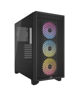 Corsair 3000D RGB Airflow Gaming Case w/ Glass Window, ATX, 3x AR120 RGB Fans, GPU Cooling, 4-Slot GPU Support, High-Airflow Front, Black