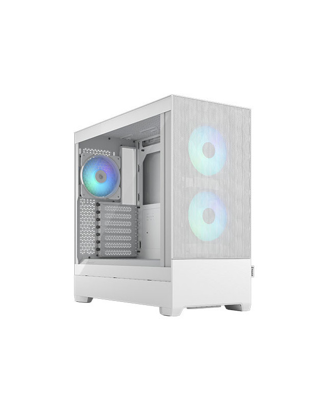 Fractal Design Pop Air RGB (White TG) Gaming Case w/ Clear Glass Window, ATX, Hexagonal Mesh Front, 3 RGB Fans & ARGB Controller