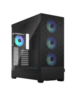 Fractal Design Pop XL Air RGB (Black TG) Gaming Case w/ Clear Glass Window, E-ATX, Hexagonal Mesh Front, 4 RGB Fans & RGB Controller