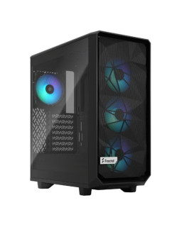 Fractal Design Meshify 2 Compact Lite RGB (Black TG) Gaming Case w/ Light Tint Glass Window, ATX, Angular Mesh Front, 4 RGB Fans, RGB Controller