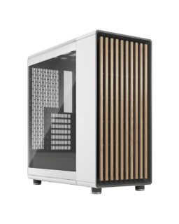 Fractal Design North Chalk White (TG Clear) Case w/ Clear Glass Window, ATX, 2 Fans, USB-C, Oak Front
