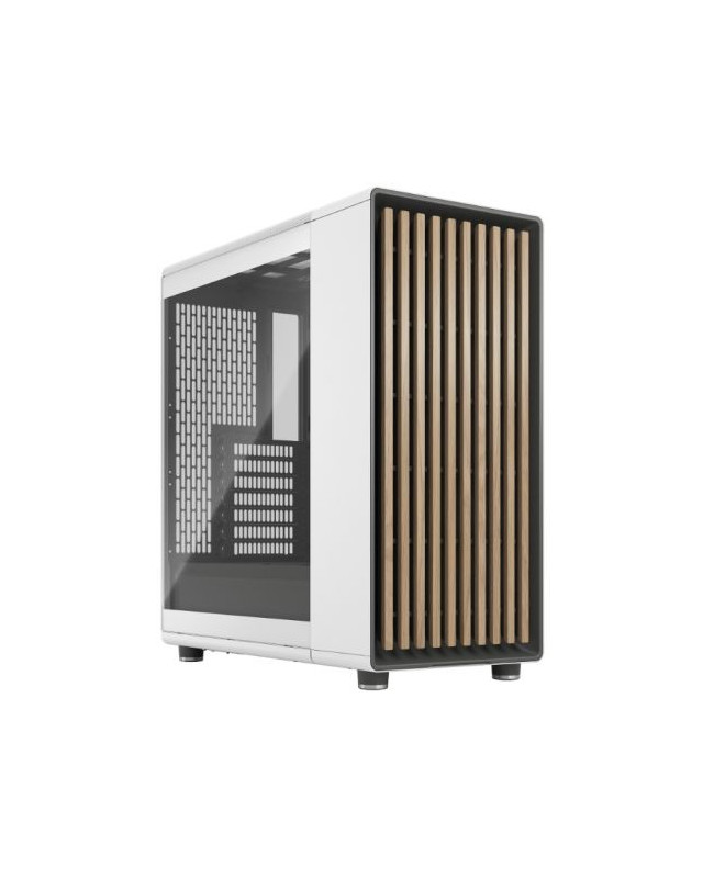 Fractal Design North Chalk White (TG Clear) Case w/ Clear Glass Window, ATX, 2 Fans, USB-C, Oak Front