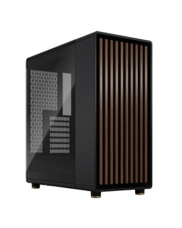 Fractal Design North Charcoal Black (TG Dark) Case w/ Dark Tint Glass Window, ATX, 2 Fans, USB-C, Walnut Front