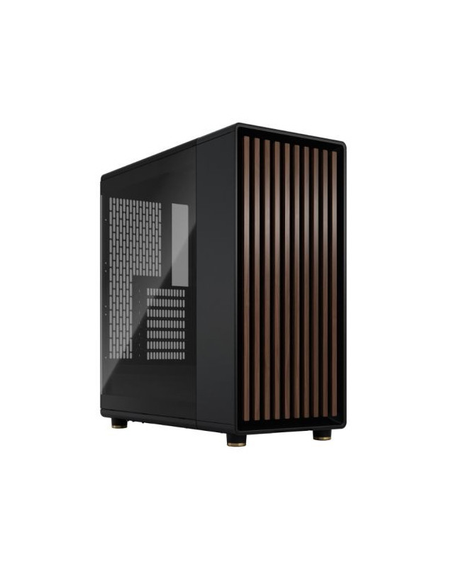 Fractal Design North Charcoal Black (TG Dark) Case w/ Dark Tint Glass Window, ATX, 2 Fans, USB-C, Walnut Front