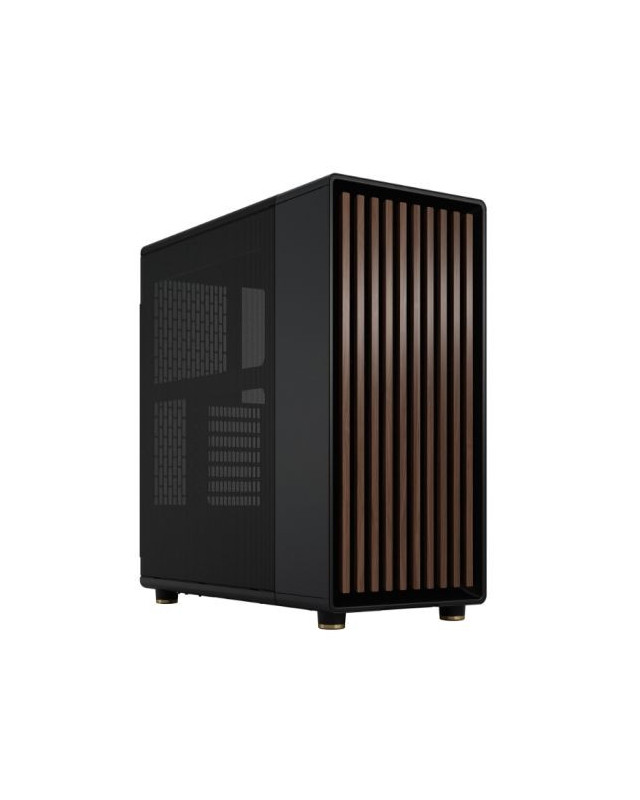 Fractal Design North Charcoal Black (Black Solid) Case, ATX, Fine Mesh Side, 2 Fans, USB-C, Walnut Front
