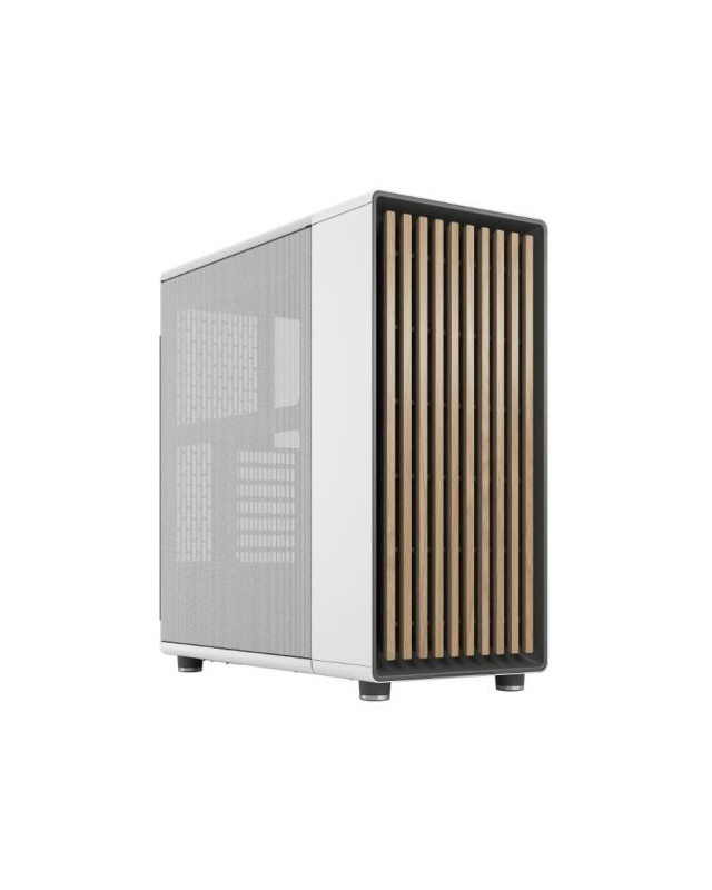 Fractal Design North Chalk White (White Solid) Case, ATX, Fine Mesh Side, 2 Fans, USB-C, Oak Front