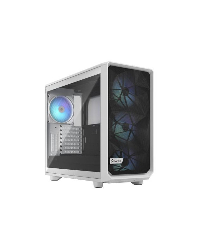 Fractal Design Meshify 2 RGB (White TG) Gaming Case w/ Light Clear Glass Window, E-ATX, Angular Mesh Front, 4 RGB Fans, Fan Hub, Detachable Front Filter, USB-C