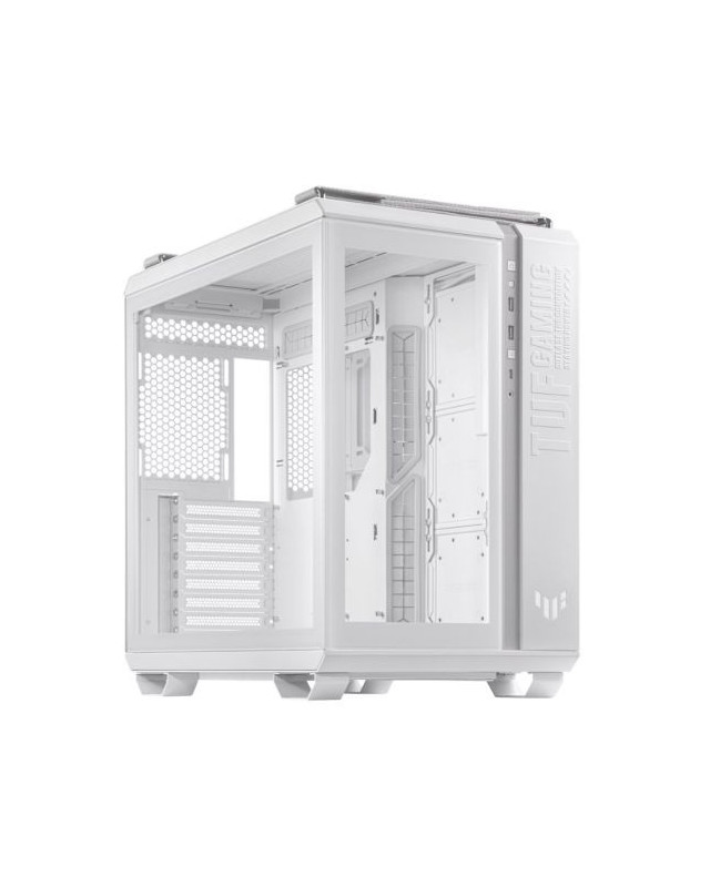 Asus TUF Gaming GT502 Case w/ Front & Side Glass Window, ATX, Dual Chamber, Modular Design, LED Control Button, USB-C, Carry Handles, White
