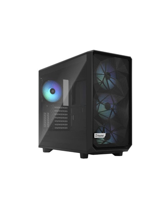 Fractal Design Meshify 2 RGB (Black TG) Gaming Case w/ Light Tint Glass Window, E-ATX, Angular Mesh Front, 4 RGB Fans, Fan Hub, Detachable Front Filter, USB-C