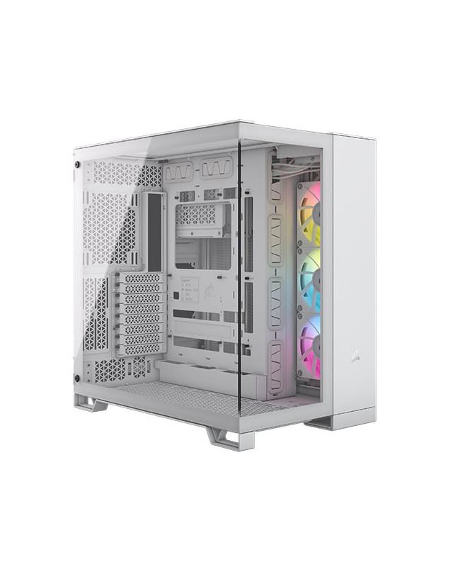 Corsair 6500X RGB iCUE Link Dual Chamber Gaming Case w/ Glass Side & Front, ATX, 3x RGB Fans, Mesh Panels, USB-C, Asus BTF Compatible, White